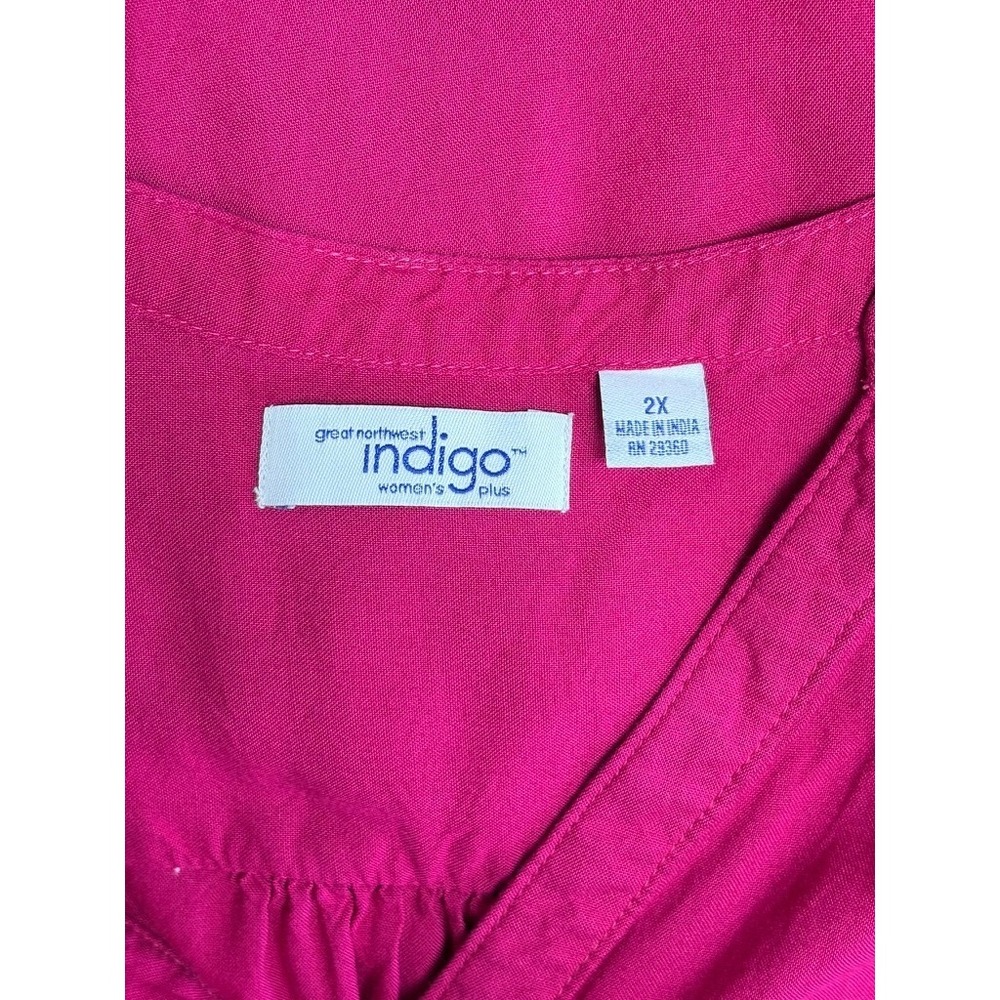 Great Northwest Indigo Womens 2X Pink Rayon Tank Blouse Casual Summer Top Plus - Picture 6 of 8